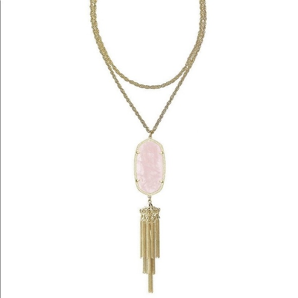 NWOT KENDRA SCOTT ROSE QUARTZ/GOLD RAYNE NECKLACE! - Picture 2 of 7